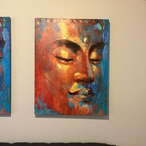 Expressive Orange and Blue Portrait Painting